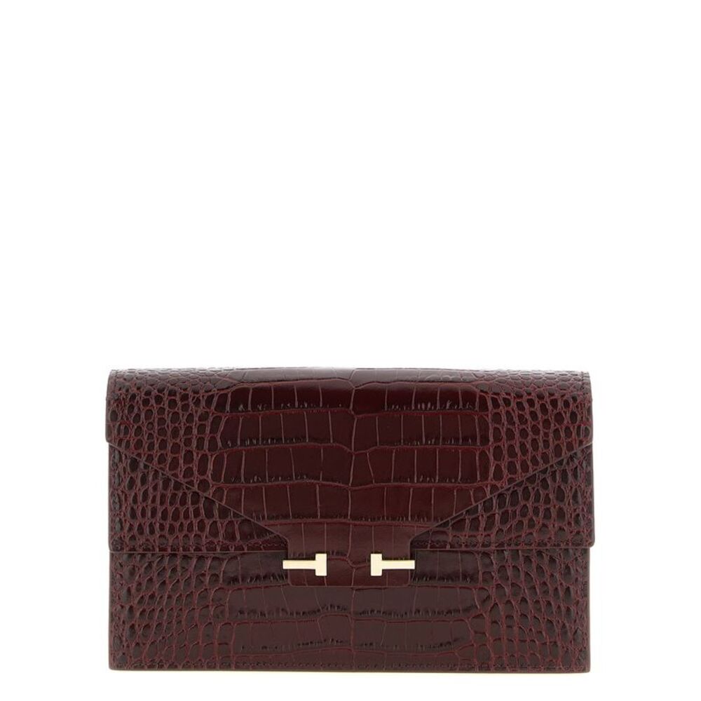 Tom Ford Bordeaux Calfskin Clutch Women's Bag